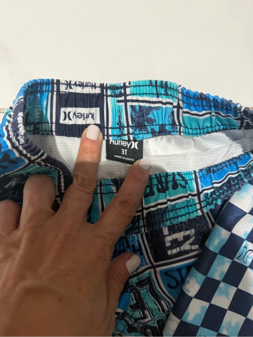 Hurley Blue Graphic & Check Swim Shorts - Set of 2
